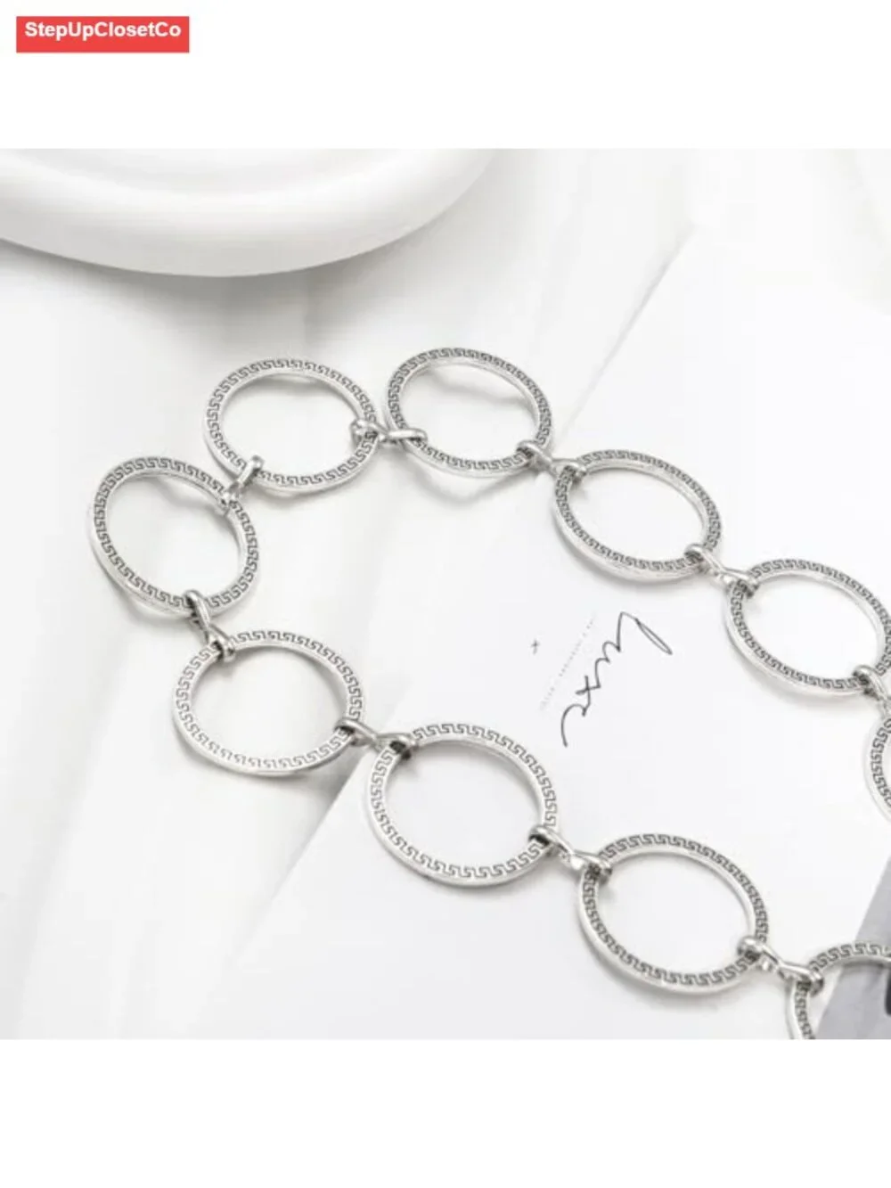 Women's Adjustable Waist Chain Belt Hollow Circle Design Alloy Metal